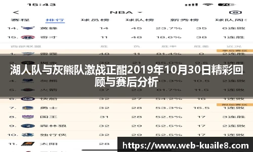 湖人队与灰熊队激战正酣2019年10月30日精彩回顾与赛后分析